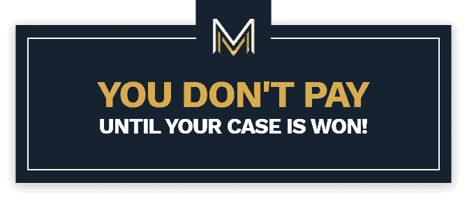 You don’t pay until your case is won banner