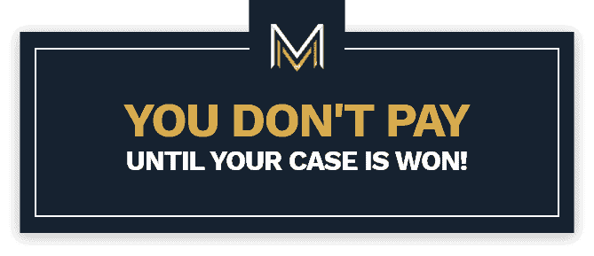 You don’t pay until your case is won banner